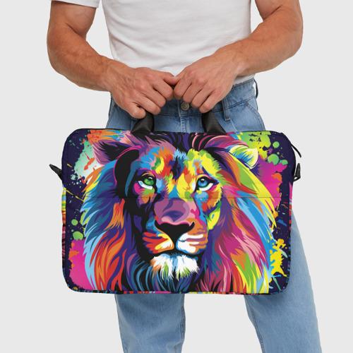 Сумка для ноутбука 3D Красочный лев, цвет 3D печать - фото 5