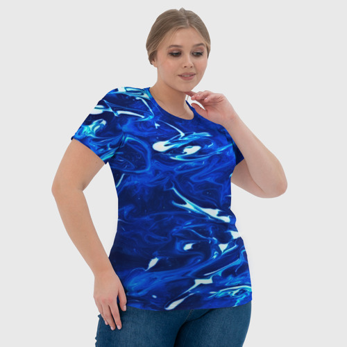 Женская футболка 3D Разводы синей краски!, цвет 3D печать - фото 6