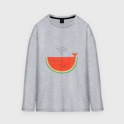 Женский лонгслив oversize хлопок Кит Арбуз