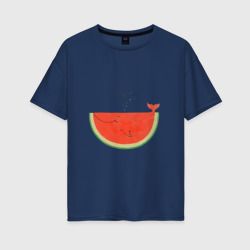 Кит Арбуз – Женская футболка хлопок Oversize с принтом купить со скидкой в -16%