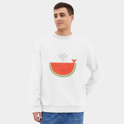 Мужской свитшот oversize без начеса хлопок Кит Арбуз - фото 2