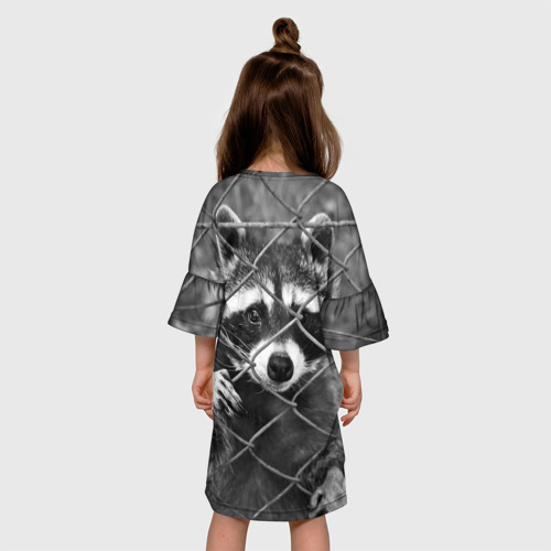 Детское платье 3D Енот за решеткой, цвет 3D печать - фото 5