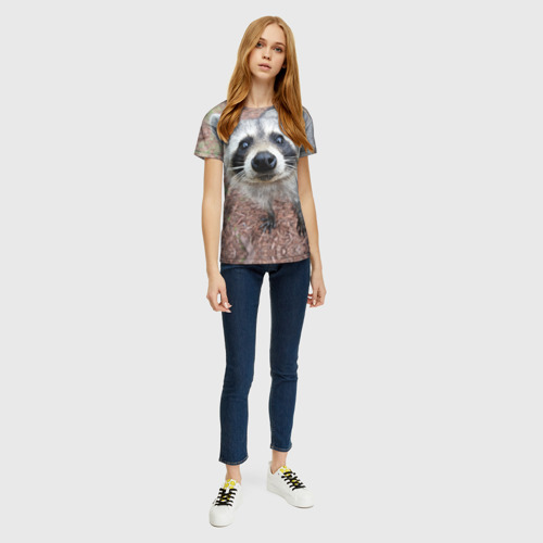 Женская футболка 3D Носик енота, цвет 3D печать - фото 5