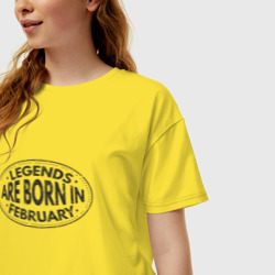 Женская футболка хлопок Oversize Легенды рождаются в Феврале - фото 2
