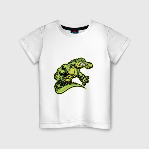 Детская футболка хлопок с принтом Крокодил, вид спереди #2