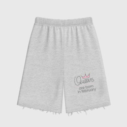 Женские шорты oversize футер хлопок Королевы рождаются в феврале