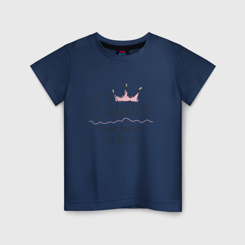 Детская футболка хлопок Королевы рождаются в июне, цвет темно-синий