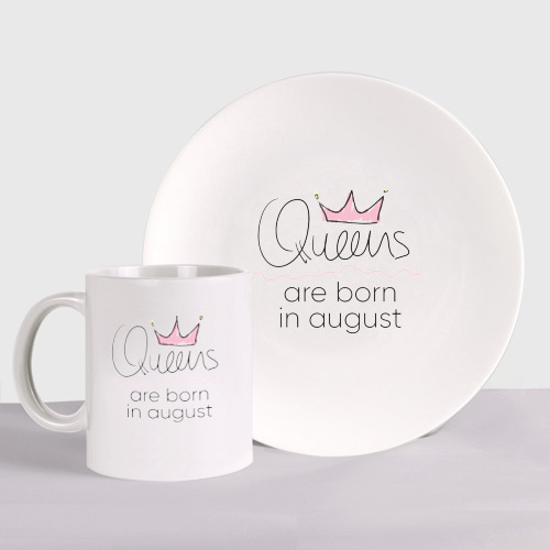 Набор: тарелка + кружка Королевы рождаются в августе