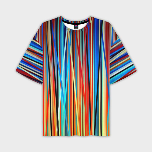 Мужская футболка oversize 3D Colored stripes, цвет 3D печать