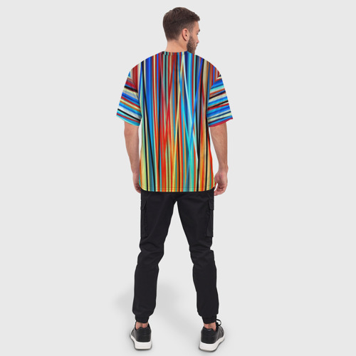 Мужская футболка oversize 3D Colored stripes, цвет 3D печать - фото 4