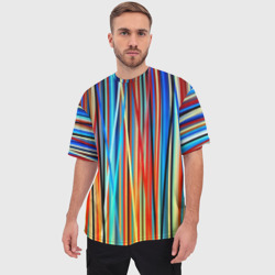 Мужская футболка oversize 3D Colored stripes - фото 2