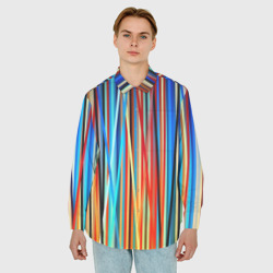 Мужская рубашка oversize 3D Colored stripes - фото 2