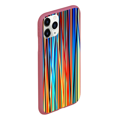 Чехол для iPhone 11 Pro Max матовый Colored stripes, цвет малиновый - фото 3