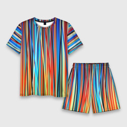 Мужской костюм с шортами 3D Colored stripes