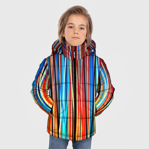 Зимняя куртка для мальчиков 3D Colored stripes, цвет черный - фото 3