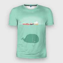 Мужская футболка 3D Slim Кит с корабликами