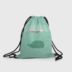 Рюкзак-мешок 3D Кит с корабликами