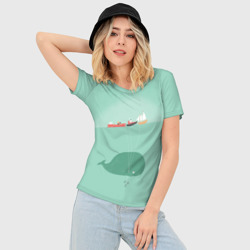 Женская футболка 3D Slim Кит с корабликами - фото 2