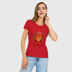 Женская футболка хлопок Slim Большой герб РСФСР - фото 2
