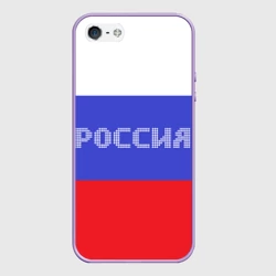 Чехол для iPhone 5/5S матовый Флаг России с надписью