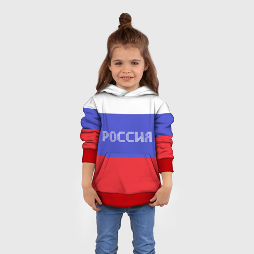 Детская толстовка 3D Флаг России с надписью, цвет красный - фото 4