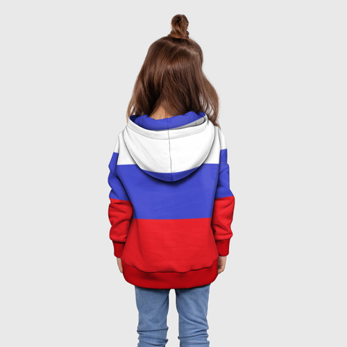 Детская толстовка 3D Флаг России с надписью, цвет красный - фото 5