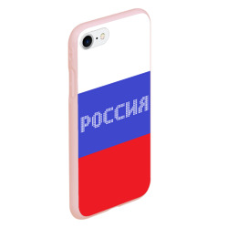 Чехол для iPhone 7/8 матовый Флаг России с надписью - фото 2