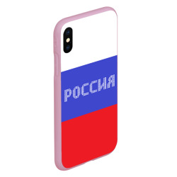 Чехол для iPhone XS Max матовый Флаг России с надписью - фото 2