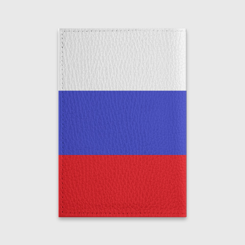 Обложка для паспорта матовая кожа Флаг России с надписью, цвет синий - фото 2