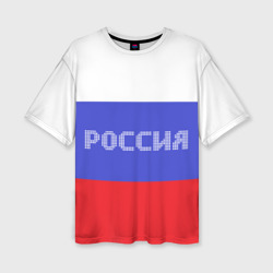 Женская футболка oversize 3D Флаг России с надписью