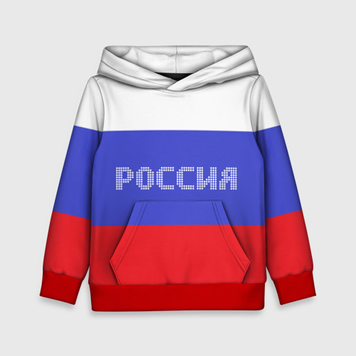 Детская толстовка 3D Флаг России с надписью, цвет красный