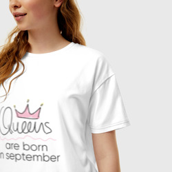 Женская футболка хлопок Oversize Королевы рождаются в сентябре - фото 2