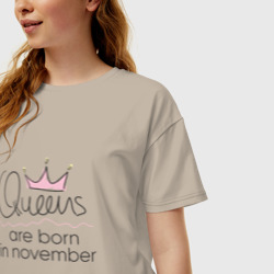 Женская футболка хлопок Oversize Королевы рождаются в ноябре - фото 2