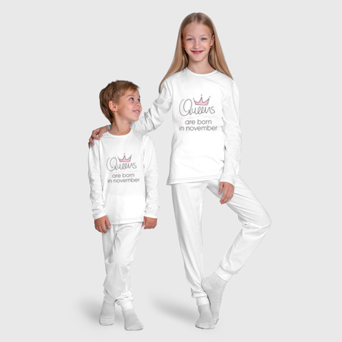 Детская пижама с лонгсливом хлопок Королевы рождаются в ноябре, цвет белый - фото 9