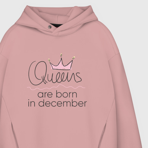 Мужское худи Oversize хлопок Королевы рождаются в декабре, цвет пыльно-розовый - фото 4
