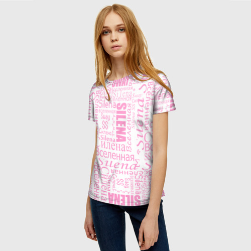Женская футболка 3D Газета Silena Sway бело-розова, цвет 3D печать - фото 3
