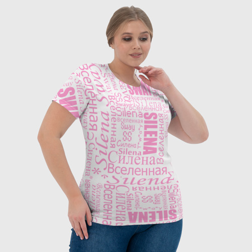 Женская футболка 3D Газета Silena Sway бело-розова, цвет 3D печать - фото 6