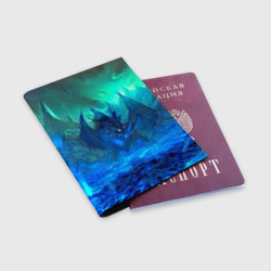 Обложка для паспорта матовая кожа Синий дракон - фото 2