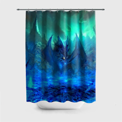 Штора 3D для ванной Синий дракон
