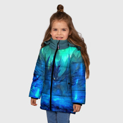 Зимняя куртка для девочек 3D Синий дракон - фото 2