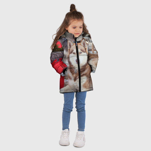 Зимняя куртка для девочек 3D Хаски, цвет черный - фото 5