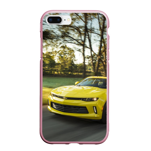 Чехол для iPhone 7Plus/8 Plus матовый Chevrolet Camaro, цвет розовый