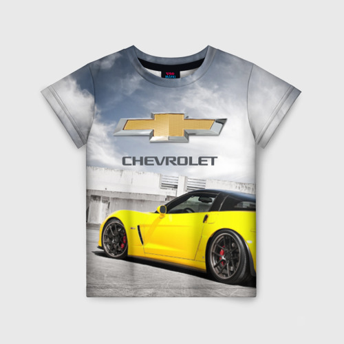 Детская футболка 3D Желтый Chevrolet