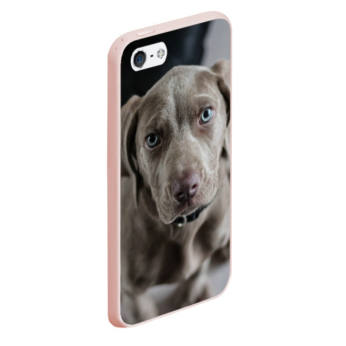 Чехол для iPhone 5/5S матовый Puppy, цвет светло-розовый - фото 3