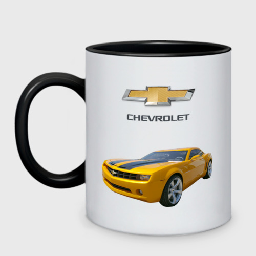 Кружка двухцветная Chevrolet Camaro, цвет белый + черный