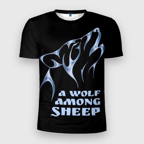 Мужская футболка 3D Slim Волк среди овец, цвет 3D печать