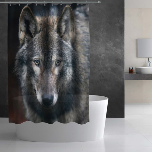 Штора 3D для ванной Серый волк - фото 3