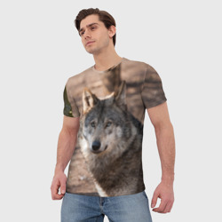 Мужская футболка 3D Серый волк - фото 2