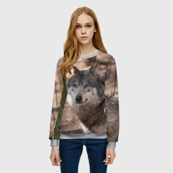 Женский свитшот 3D Серый волк - фото 2