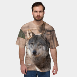 Мужская футболка oversize 3D Серый волк - фото 2